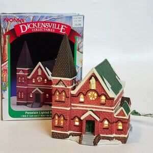 NOMA DICKENSVILLE CHRISTMAS VILLAGE LIGHTED PORCELAIN LIGHTED HOUSE/CHURCH 1996